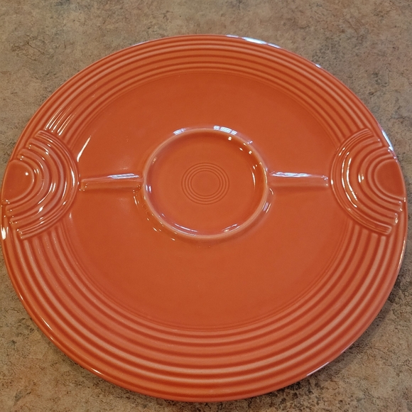 Fiesta Post 86 Hostess Tray ~ Chip & Dip Tray ~ Persimmon ~ Fiestaware ~ Retired - Picture 1 of 6